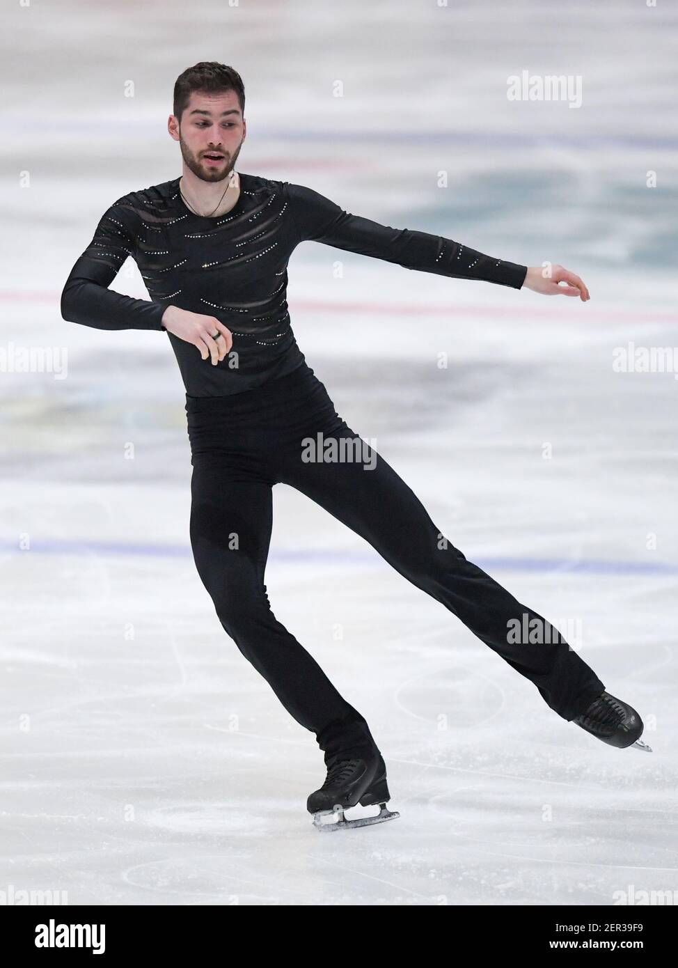 THE HAGUE, NETHERLANDS - FEBRUARY 28: Mate Borocz of Hungary competes in the figure skating men's free skate program on Day 4 during the Challenge Cup Stock Photo