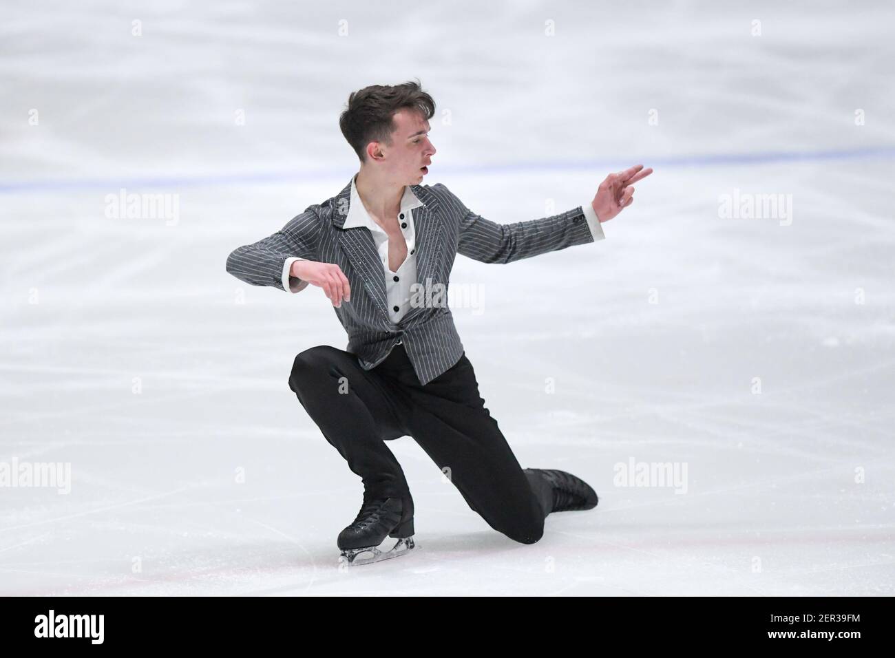 THE HAGUE, NETHERLANDS - FEBRUARY 28: Kornel Witkowski of Poland competes in the figure skating men's free skate program on Day 4 during the Challenge Stock Photo
