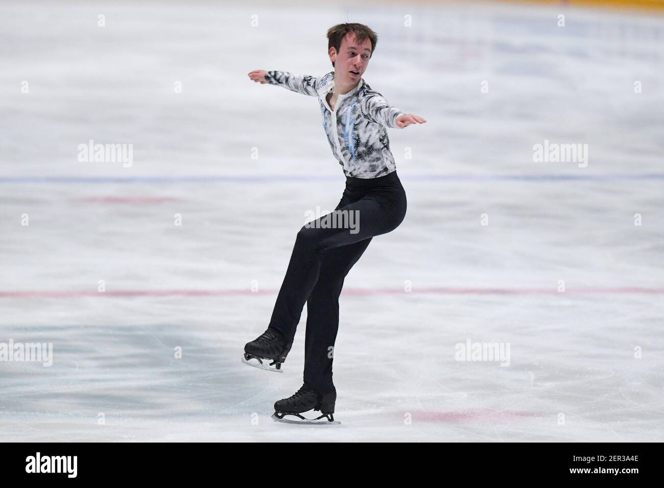 THE HAGUE, NETHERLANDS - FEBRUARY 28: Jari Kessler of Croatia competes in the figure skating men's free skate program on Day 4 during the Challenge Cu Stock Photo