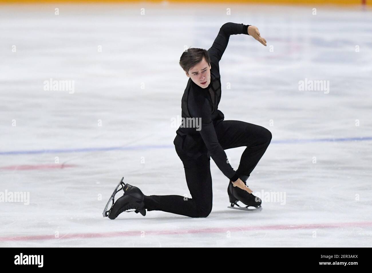THE HAGUE, NETHERLANDS - FEBRUARY 28: Luc Maierhofer of Austria competes in the figure skating men's free skate program on Day 4 during the Challenge Stock Photo