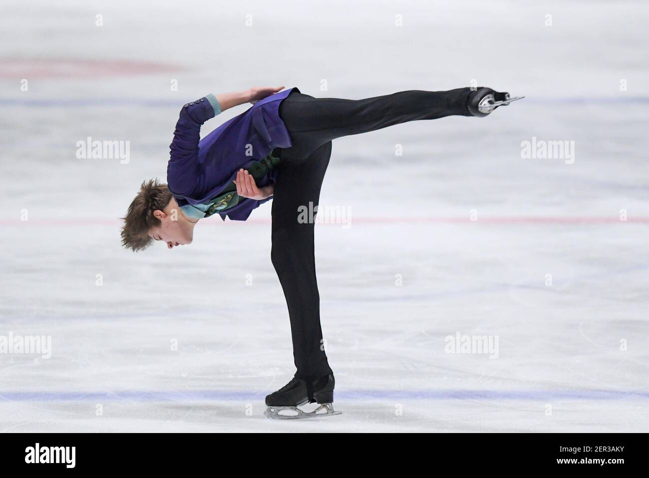 THE HAGUE, NETHERLANDS - FEBRUARY 28: Georgii Reshtenko of Czech Republic competes in the figure skating men's free skate program on Day 4 during the Stock Photo