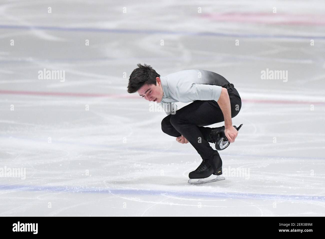 THE HAGUE, NETHERLANDS - FEBRUARY 28: Arnau Joly of Spain competes in the figure skating men's free skate program on Day 4 during the Challenge Cup 20 Stock Photo