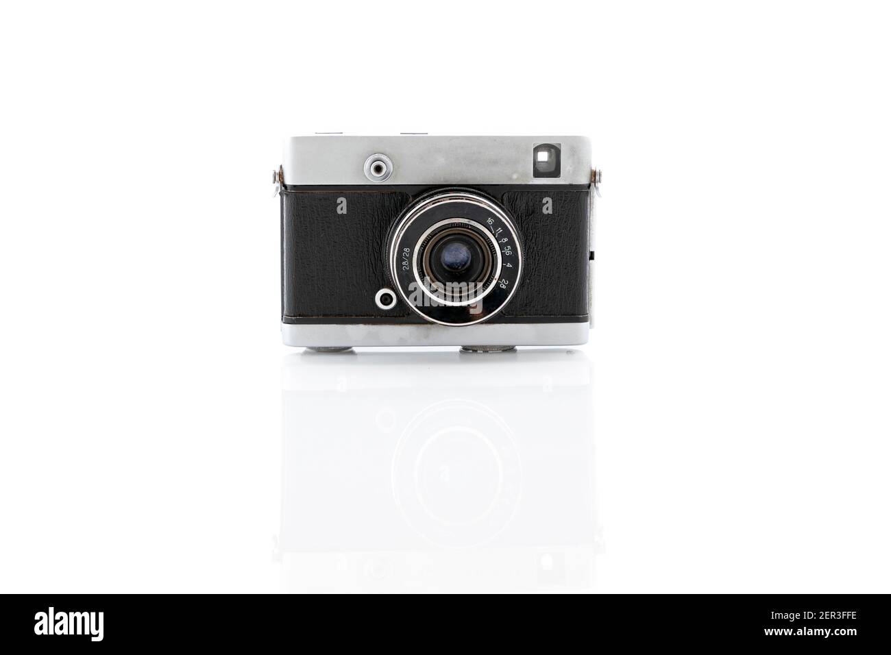 Old-time rusty photo-camera on white background Stock Photo