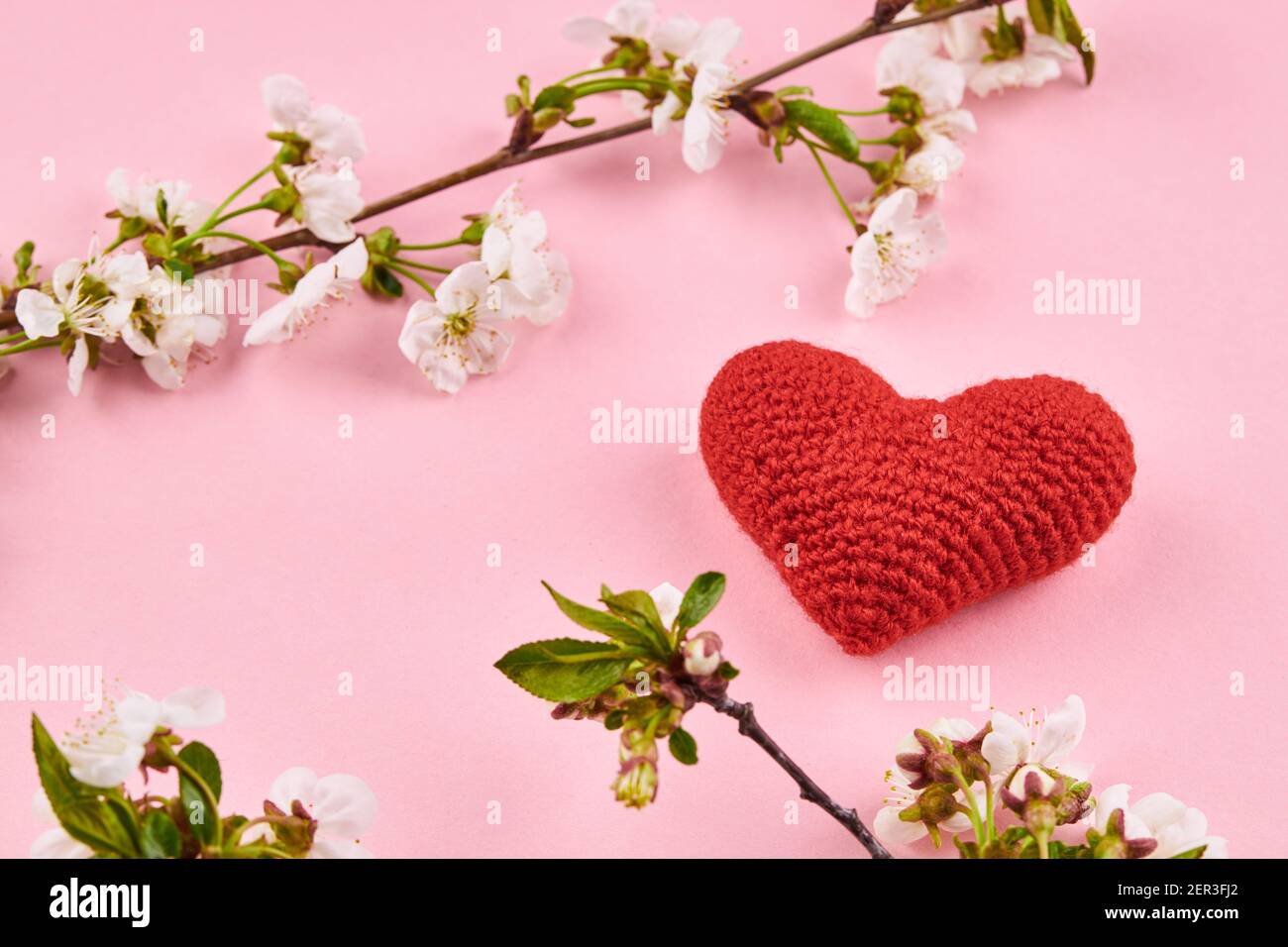 heart symbol. romance and love concept. pink background with spring