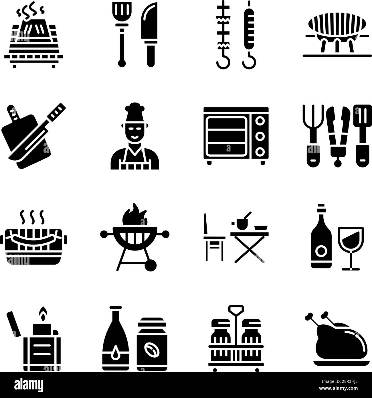 Pack of Camping Solid Icons Stock Vector