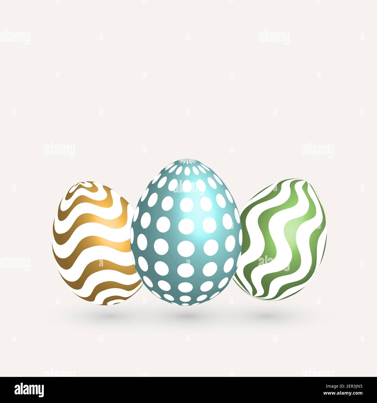 Happy Easter. Three Easter eggs with different geometric shape on ...