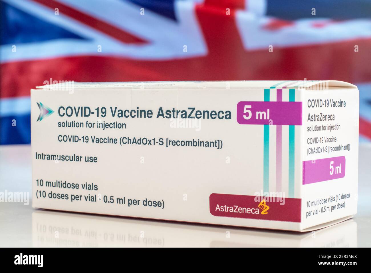 AstraZeneca Oxford vaccine also known as ChAdOx1 nCoV-19 or AZD1222 is a viral vector vaccine for preventing COVID-19 coronavirus disease Stock Photo