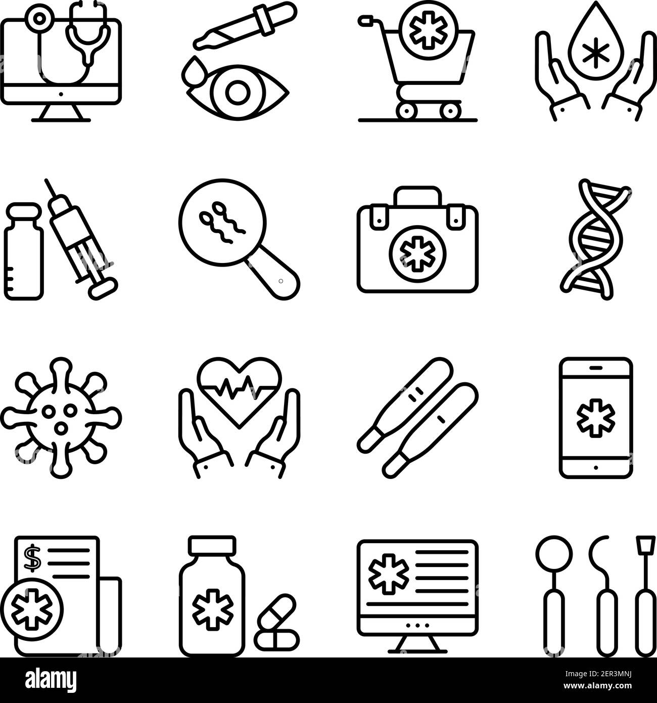 Pack of Medical and Pharmacy Linear Icons Stock Vector