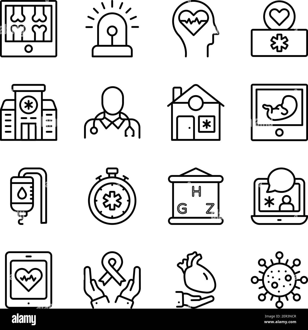 Pack of Medical and Healthcare Linear Icons Stock Vector