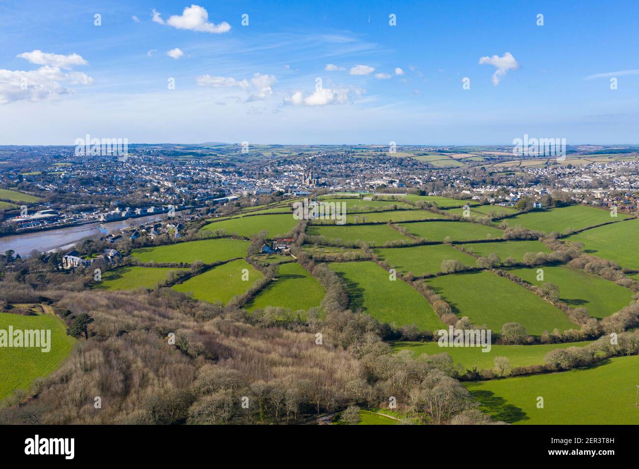 Aerial photograph taken near Malpus, Truro, Cornwall, England Stock Photo