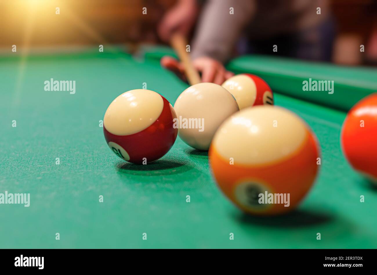 Billiard balls on a pool table Stock Photo Alamy
