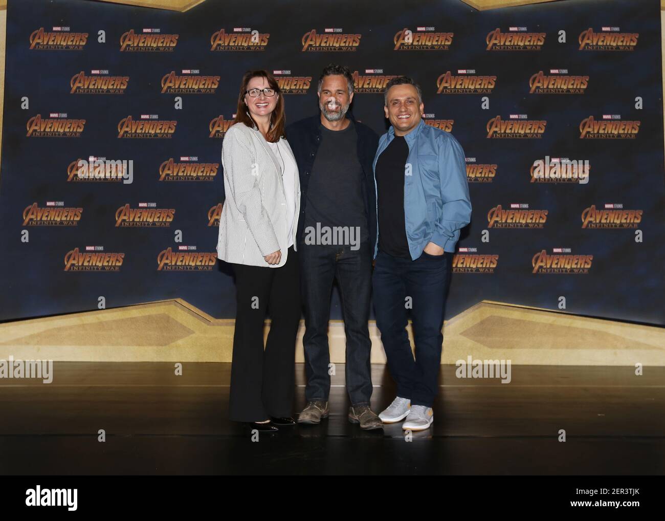 Victoria Alonso (Marvel producer) Mark Ruffalo (Actor) and Joe Russo ...