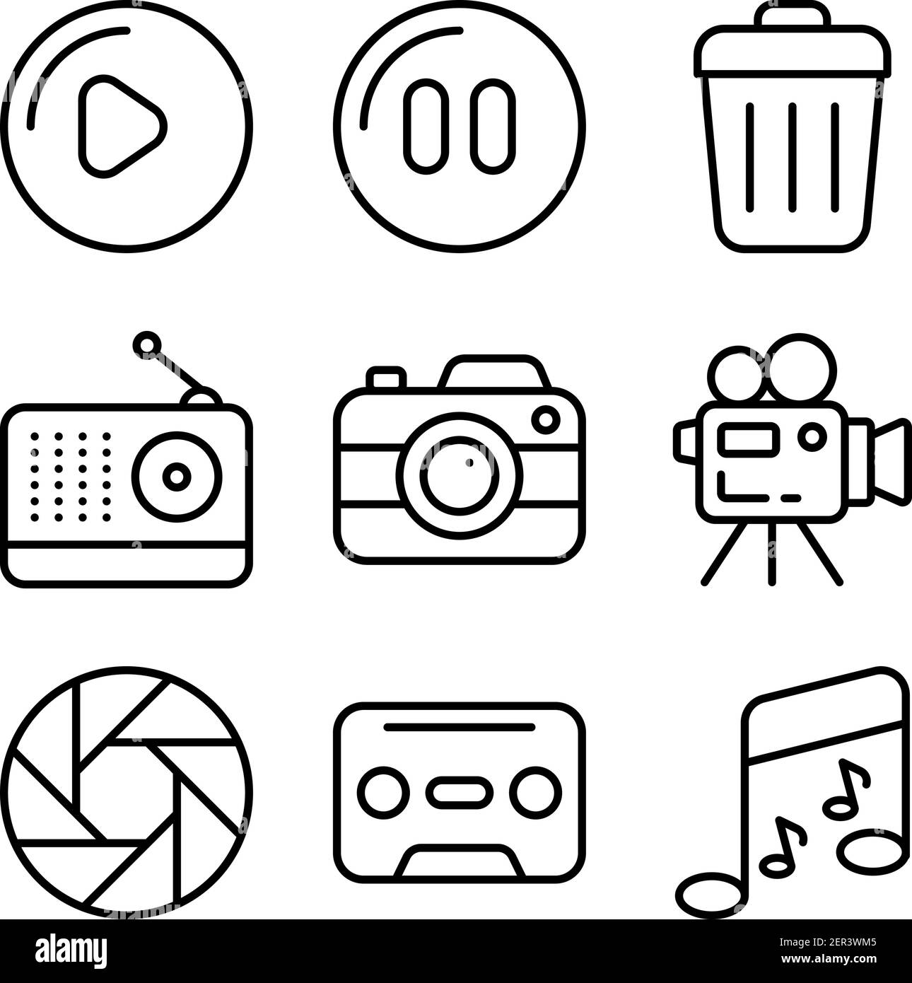 Pack of Devices and Multimedia Linear Icons Stock Vector Image & Art ...