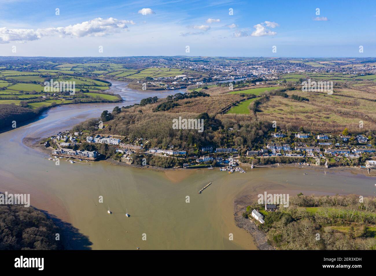 Aerial photograph taken near Malpus, Truro, Cornwall, England Stock Photo