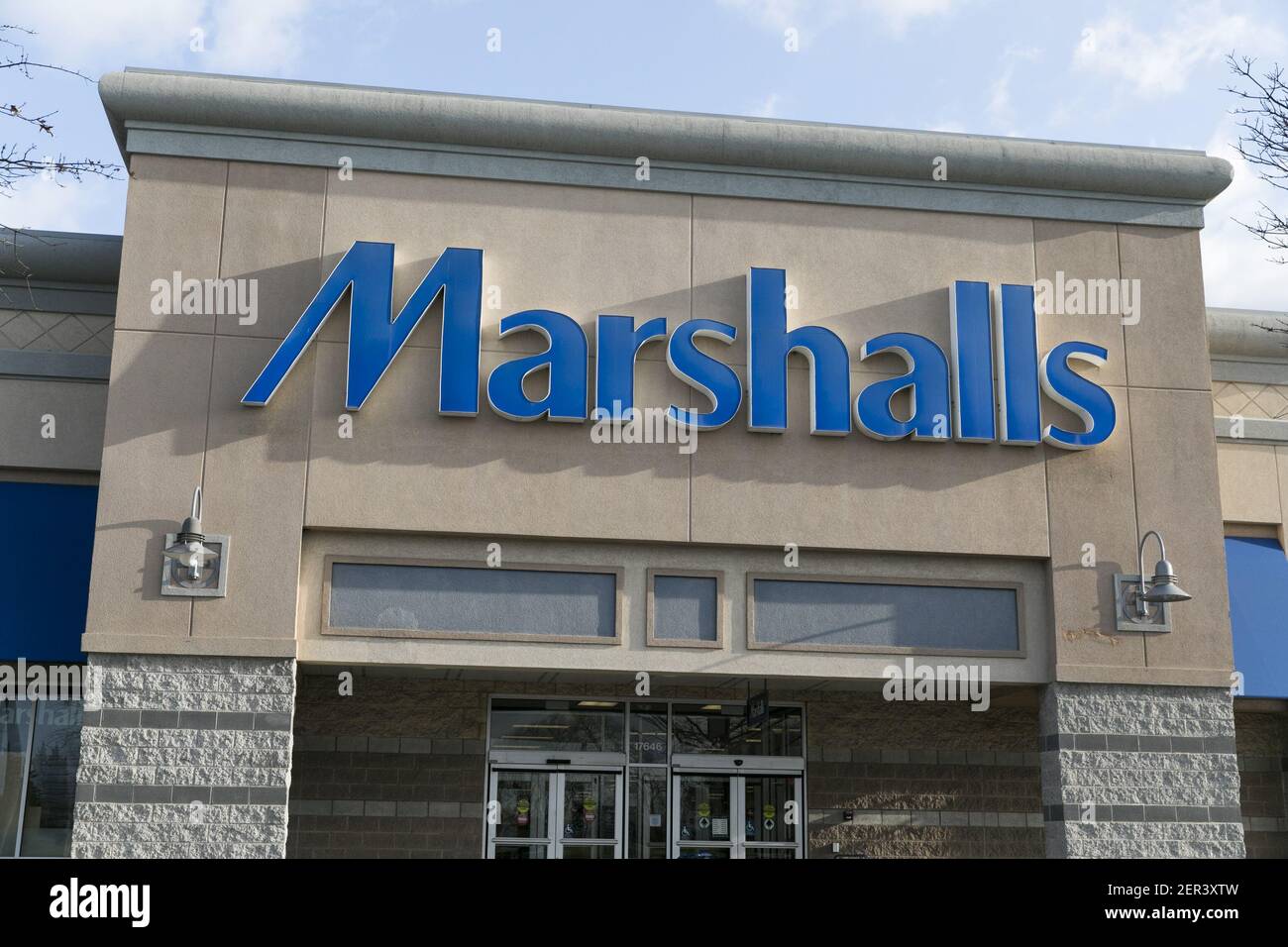 A Marshalls logo seen on a retail store front in Hagerstown, Maryland