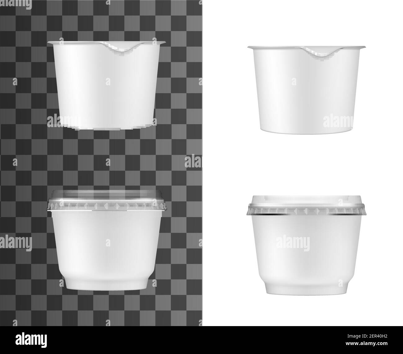 Plastic containers for sour cream, yogurt or jam. Isolated vector white