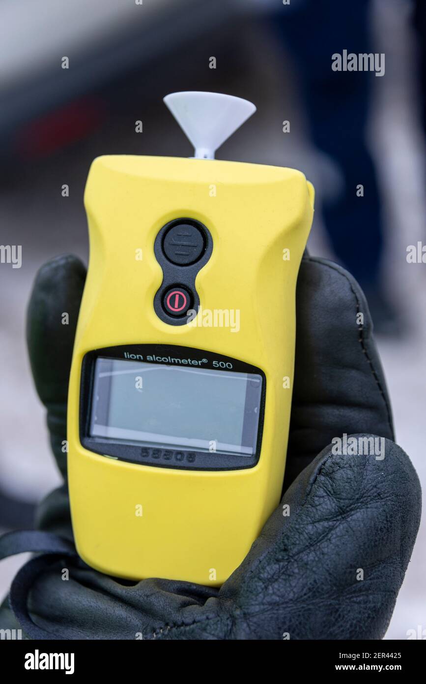 A breathalyzer used by Finnish Police in Finland Stock Photo