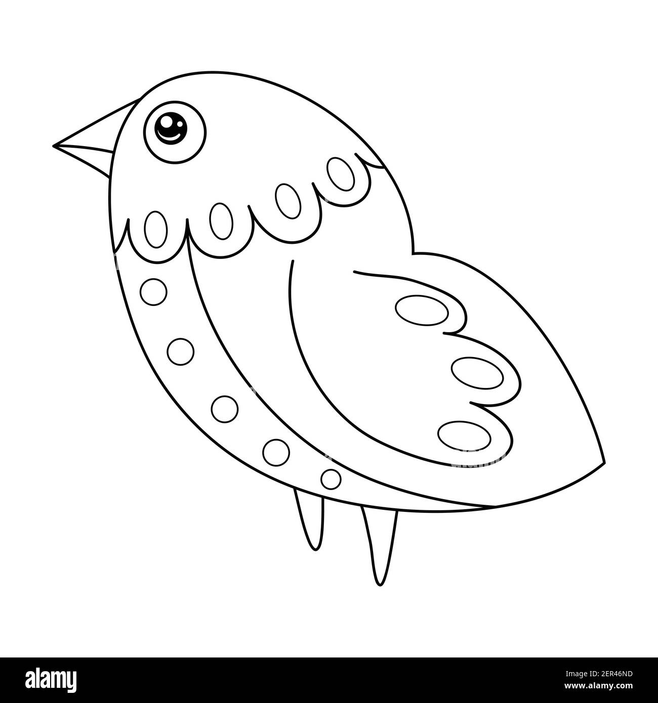 A cute cartoon bird image for relaxing activity.Line art style illustration for print. Stock Photo