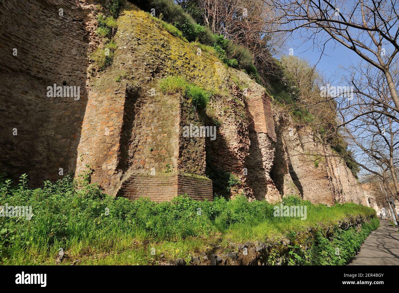 Italy, Rome, Caelian Hill, ruins of the roman temple of Claudius, east side Stock Photo