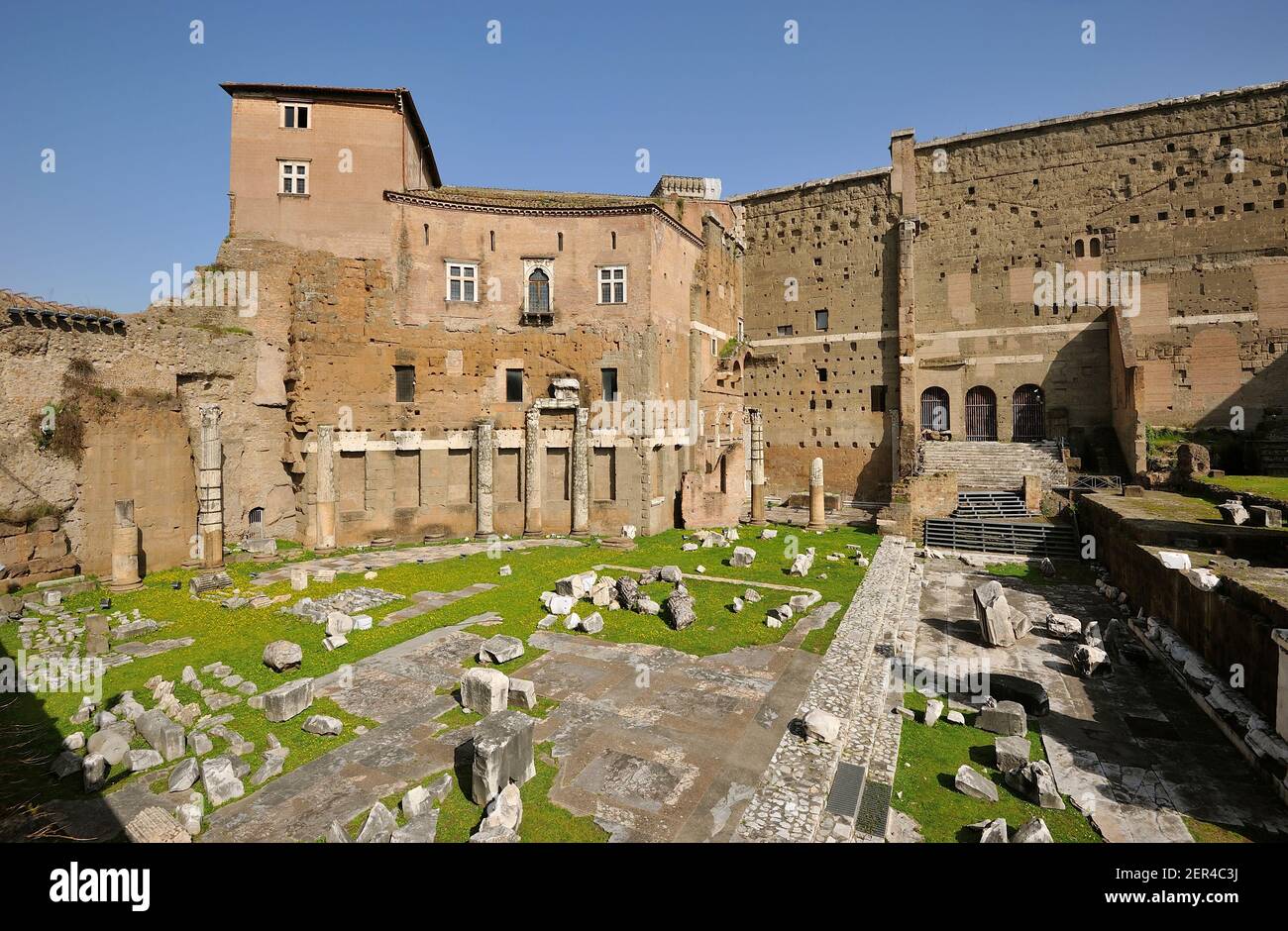 Italy, Rome, Forum of Augustus and medieval house (Casa dei Cavalieri di Rodi) Stock Photo