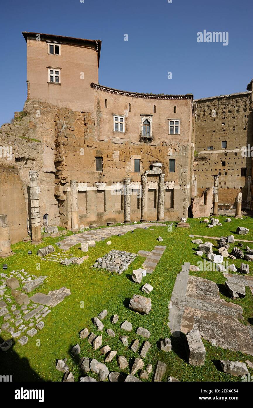 Italy, Rome, Forum of Augustus and medieval house (Casa dei Cavalieri di Rodi) Stock Photo