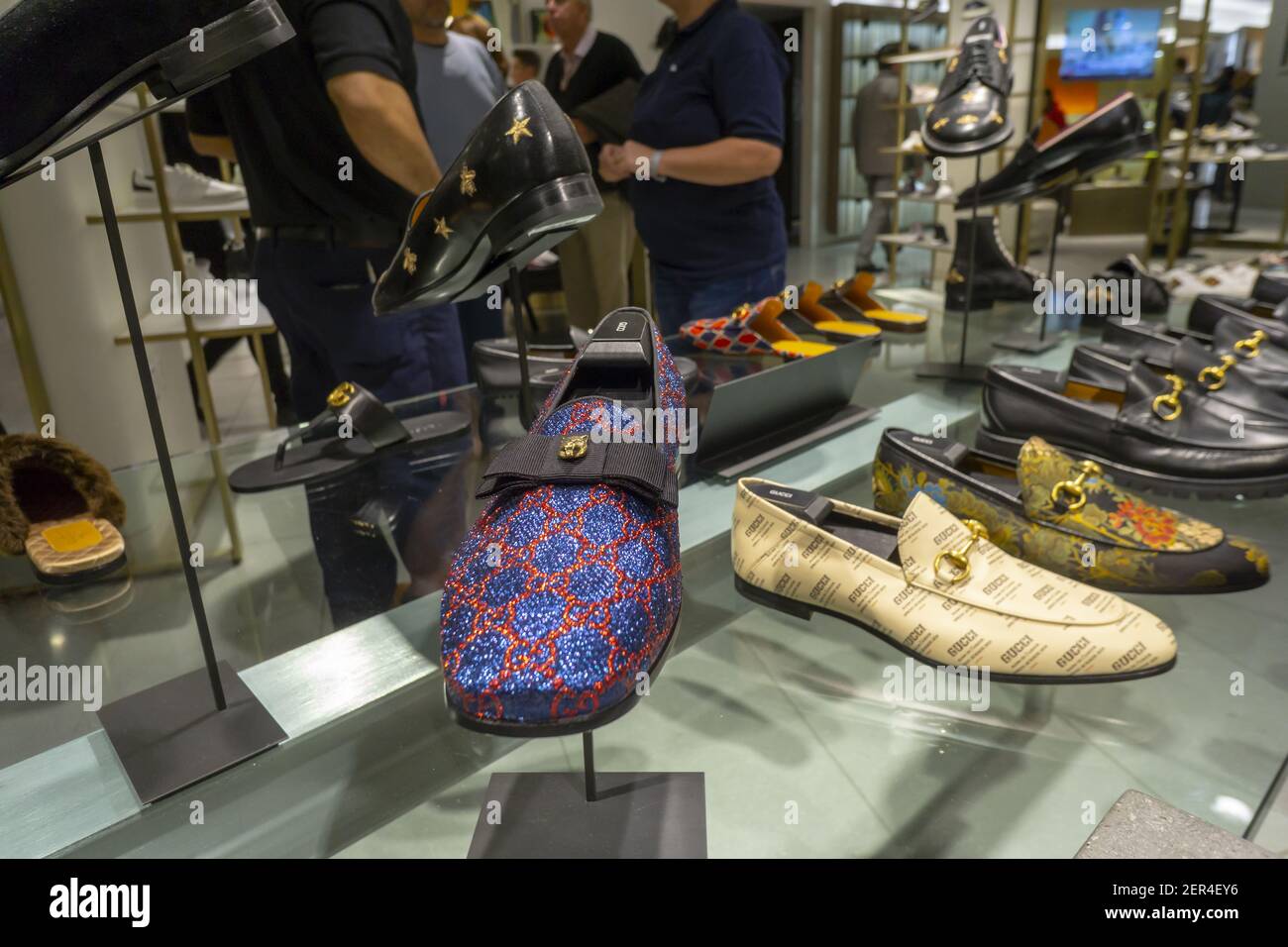 Gucci footwear within the shoe department in the new Nordstrom Men s Store in Midtown Manhattan in New York on its grand opening day Thursday April 12 20187. The three story 47 000 square feet