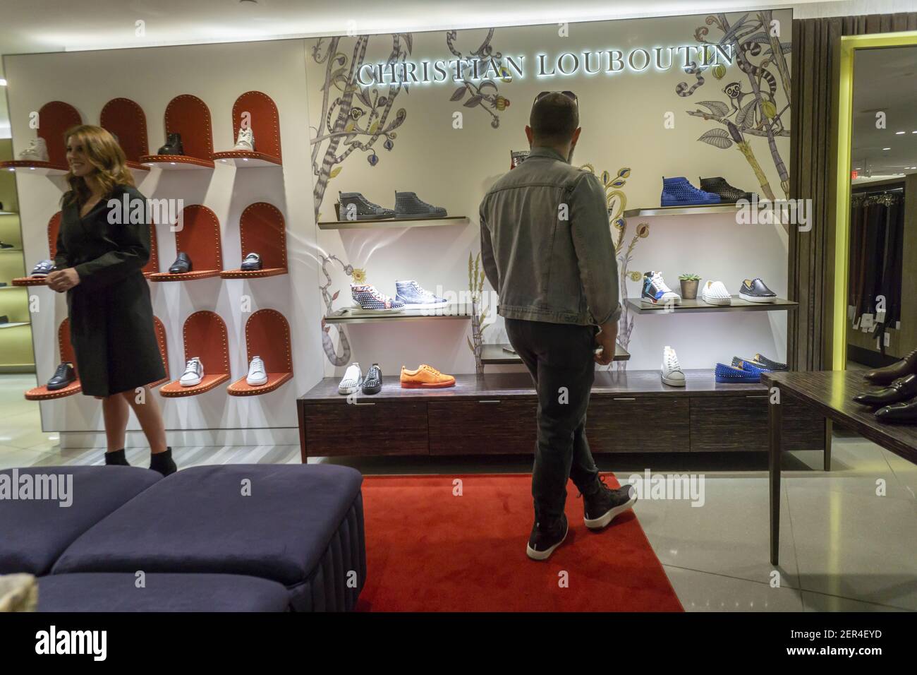 Christian Louboutin footwear within the shoe department in the new Nordstrom Men s Store in Midtown Manhattan in New York on its grand opening day Thursday April 12 20187. The three story 47 000 squar...