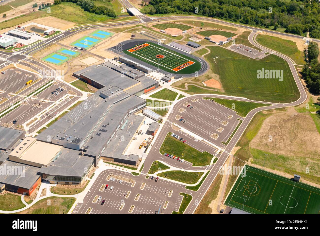 Aerial photograph of the new Verona Area High School, Verona, Wisconsin