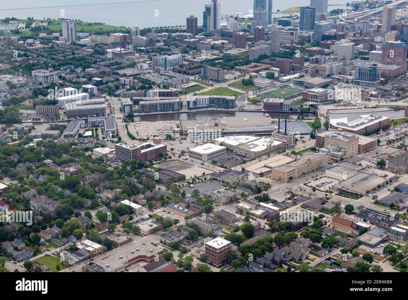 Aerial photograph of the Milwaukee Brewers Stadium, Milwaukee, Wisconsin on  an overcast summer day Stock Photo - Alamy