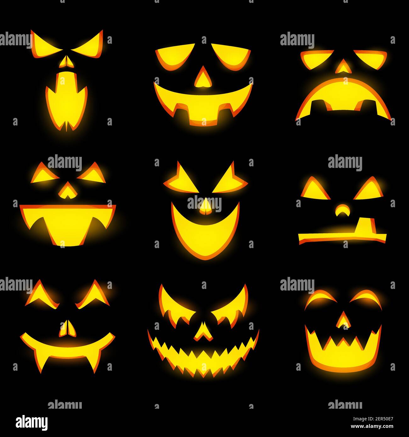 Premium Vector  Black scary, funny and horror faces of halloween pumpkin  or ghost.