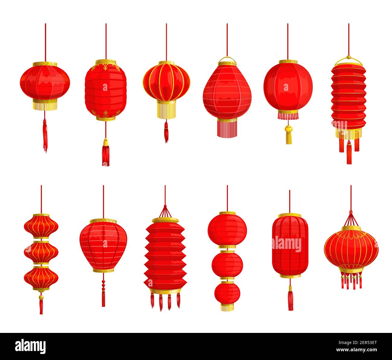 Chinese paper lantern and red lamp isolated icons of Asian Lunar New Year  holiday decoration vector design. Spring festival lanterns with gold  ornamen Stock Vector Image & Art - Alamy