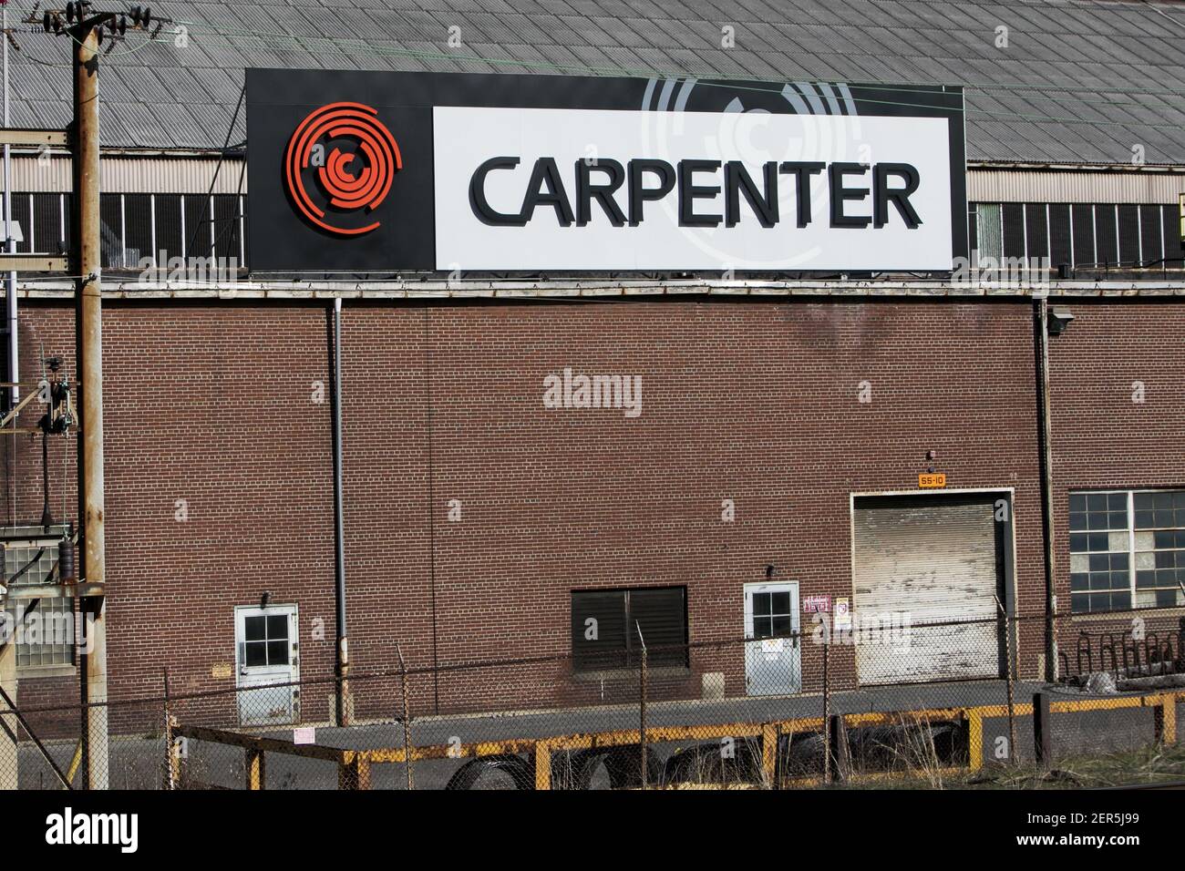 A logo sign outside of a facility occupied by the Carpenter Technology ...