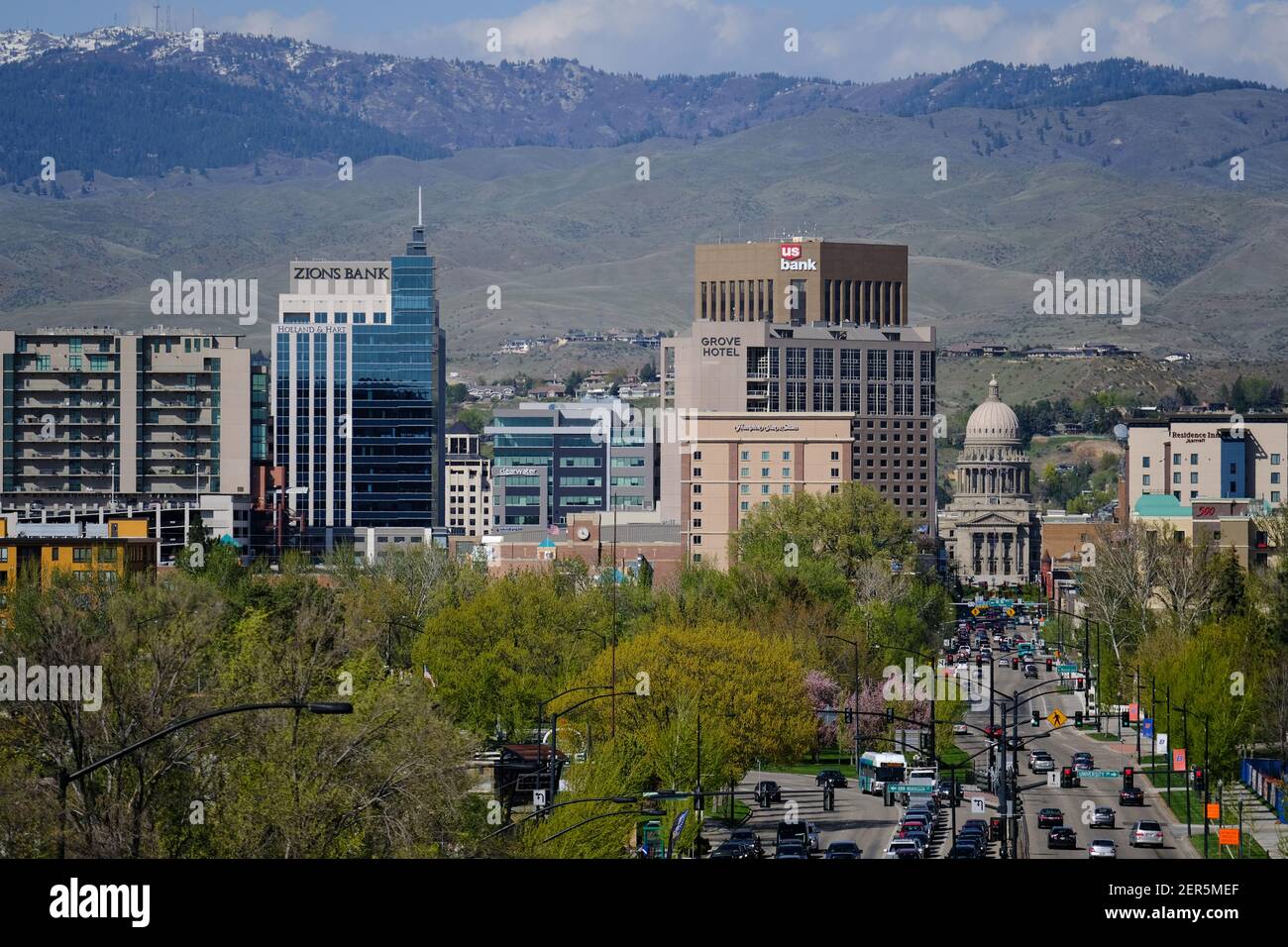 A view over Boise, Idaho, the City of Trees on April 23, 2018 ...