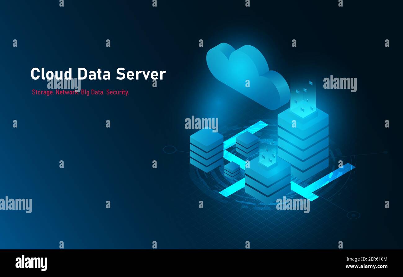 Data Server hologram on grid.Futuristic concept.vector and illsutration Stock Vector
