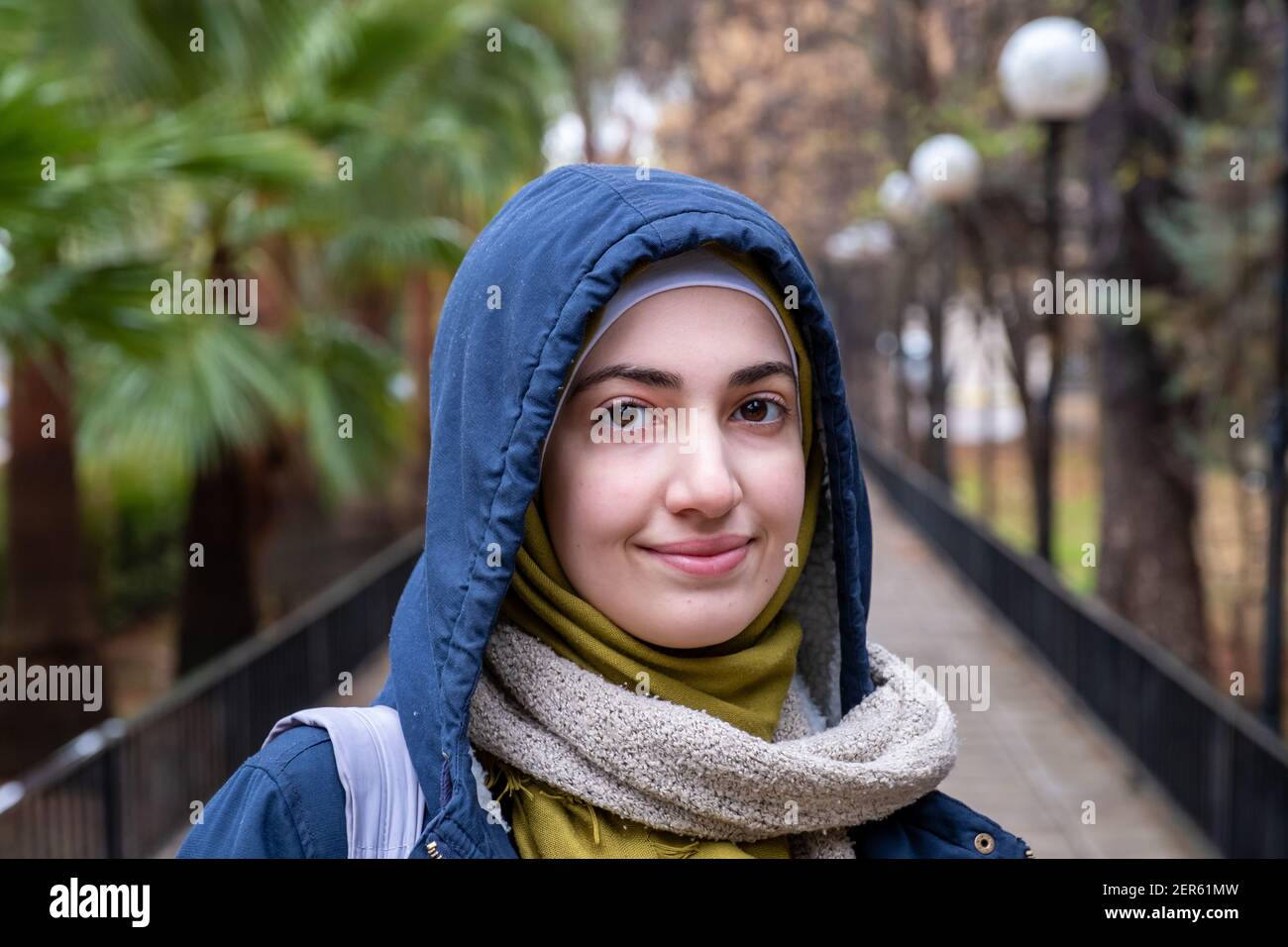 Muslim arabic girl enjoying her time at university Stock Photo - Alamy