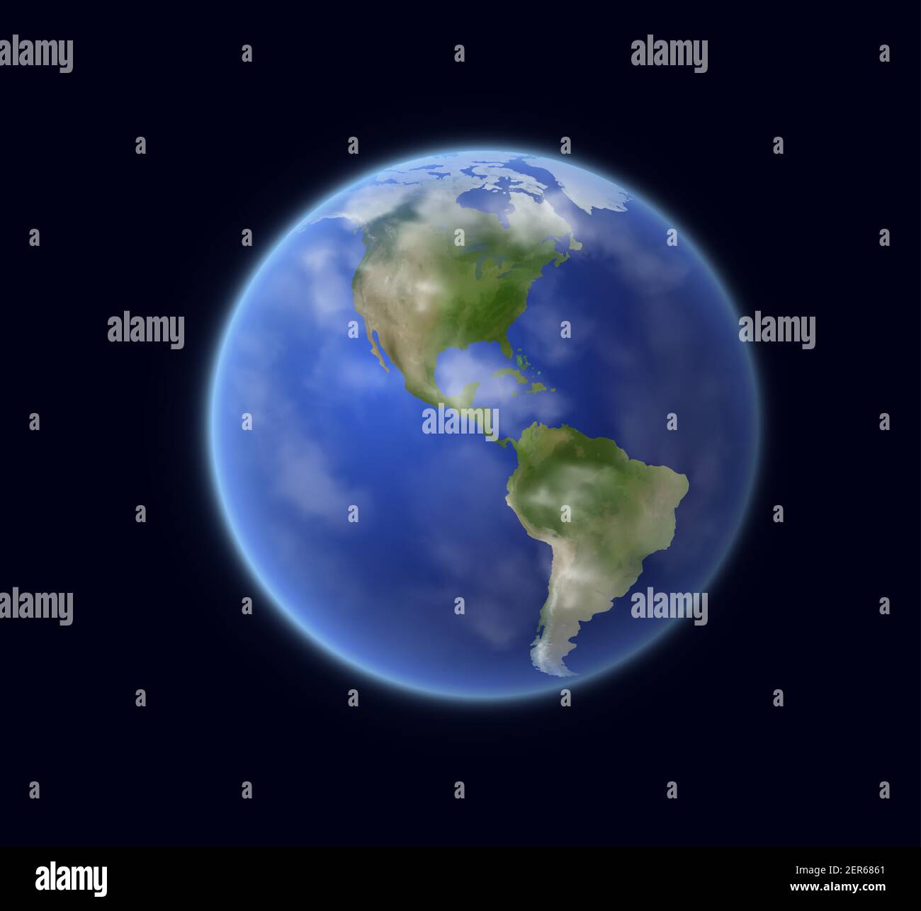 Earth planet globe with world map - Earth Planet Globe With World Map Vector Space Astronomy Travel And Geography Blue Sphere With Atlantic And Pacific Oceans Usa Canada Mexico An 2ER6861