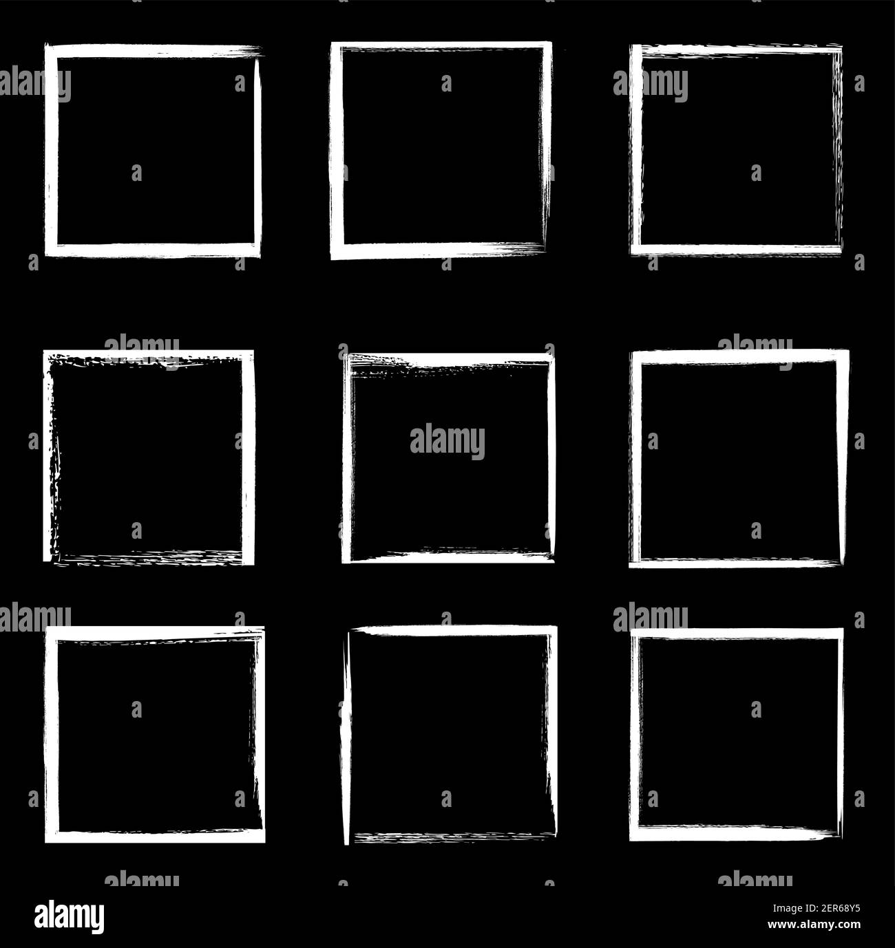 Grunge frames isolated vector white square shape borders with scratched