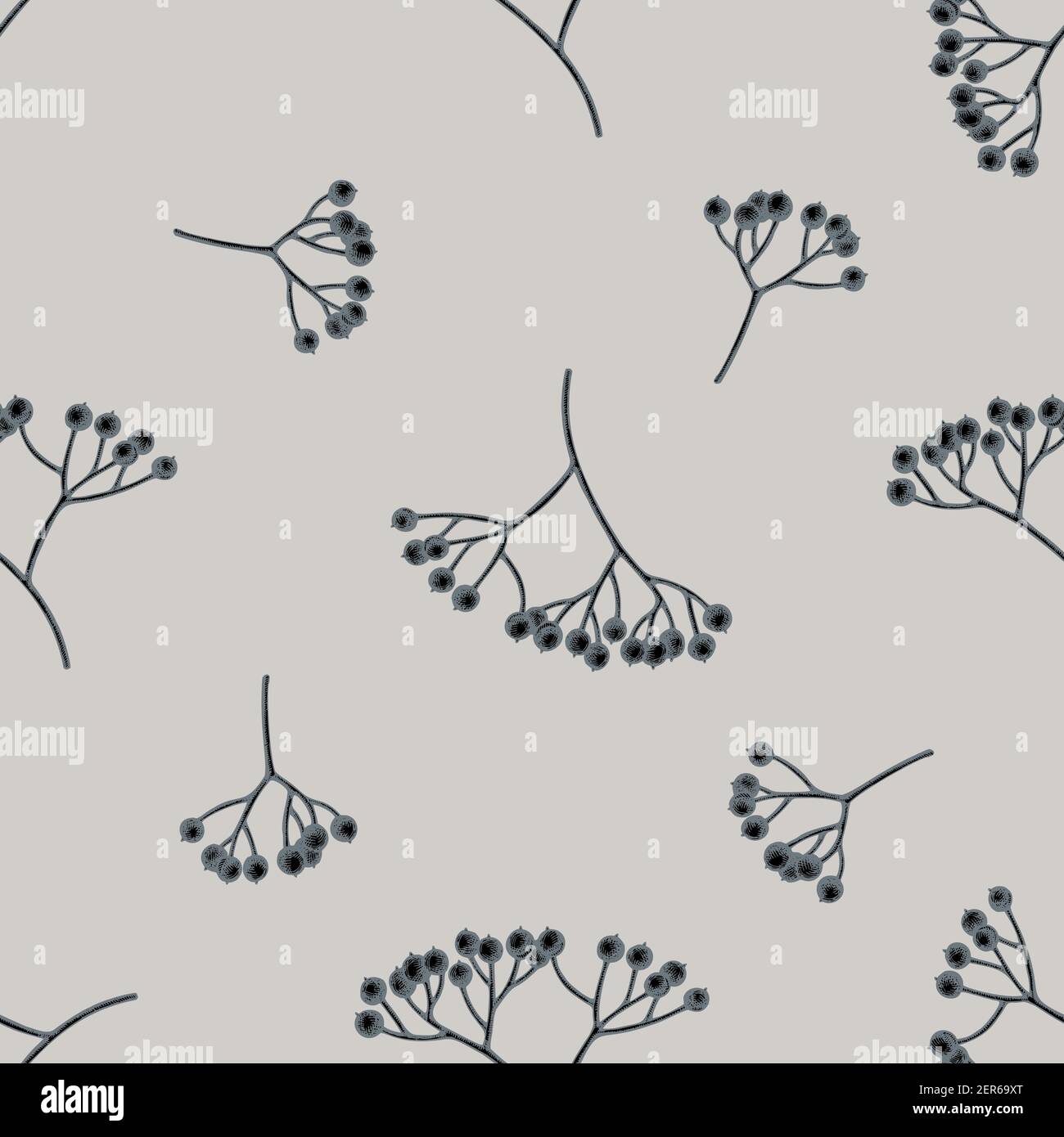 Seamless pattern with hand drawn stylized viburnum Stock Vector Image ...