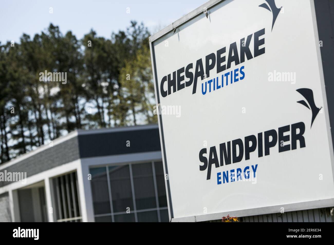 A logo sign outside of a facility occupied by Chesapeake Utilities and Sandpiper Energy in