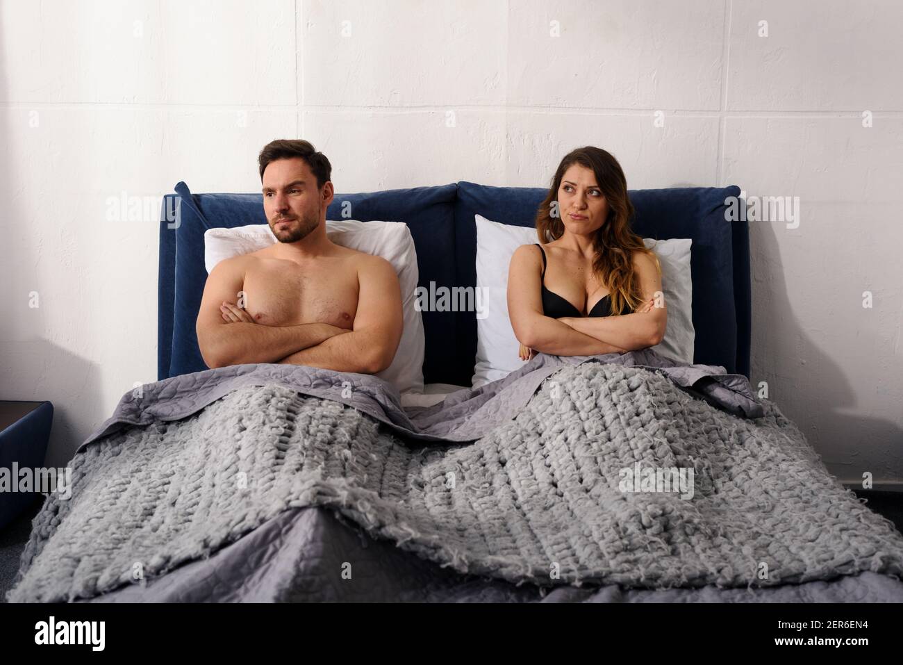 Boyfriend and girlfriend have couple problem and are not happy Stock Photo