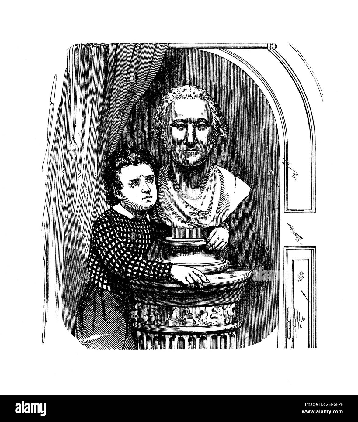 Antique engraving of the bust of George Washington. Published in The Pictorial Life of General Washington by J. Frost, LL.D. (Charles J. Gillis, Phila Stock Photo