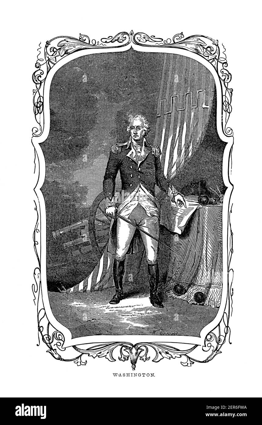 Full-length portrait of George Washington, the first president of the United States of America, serving from 1789 to 1797 and universally regarded as Stock Photo