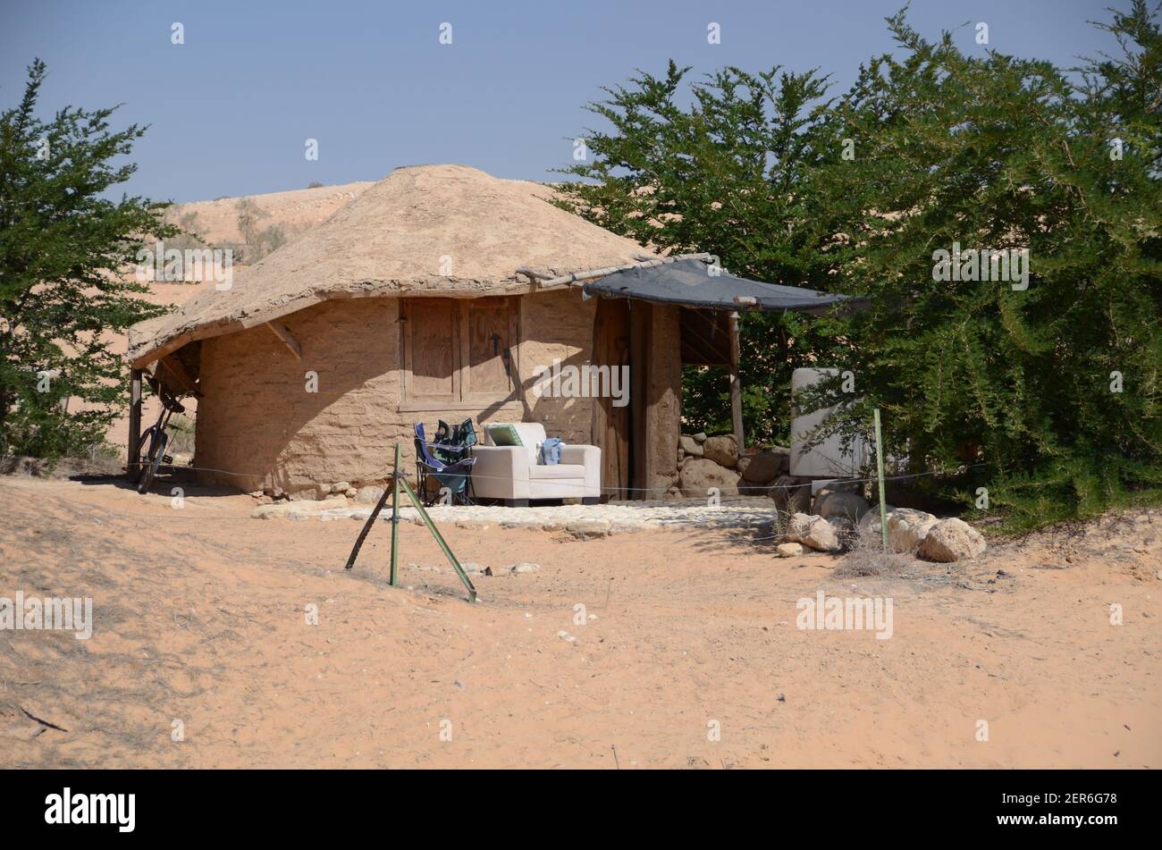 Hobbit style homes for tourists in the Negev, Israel Stock Photo