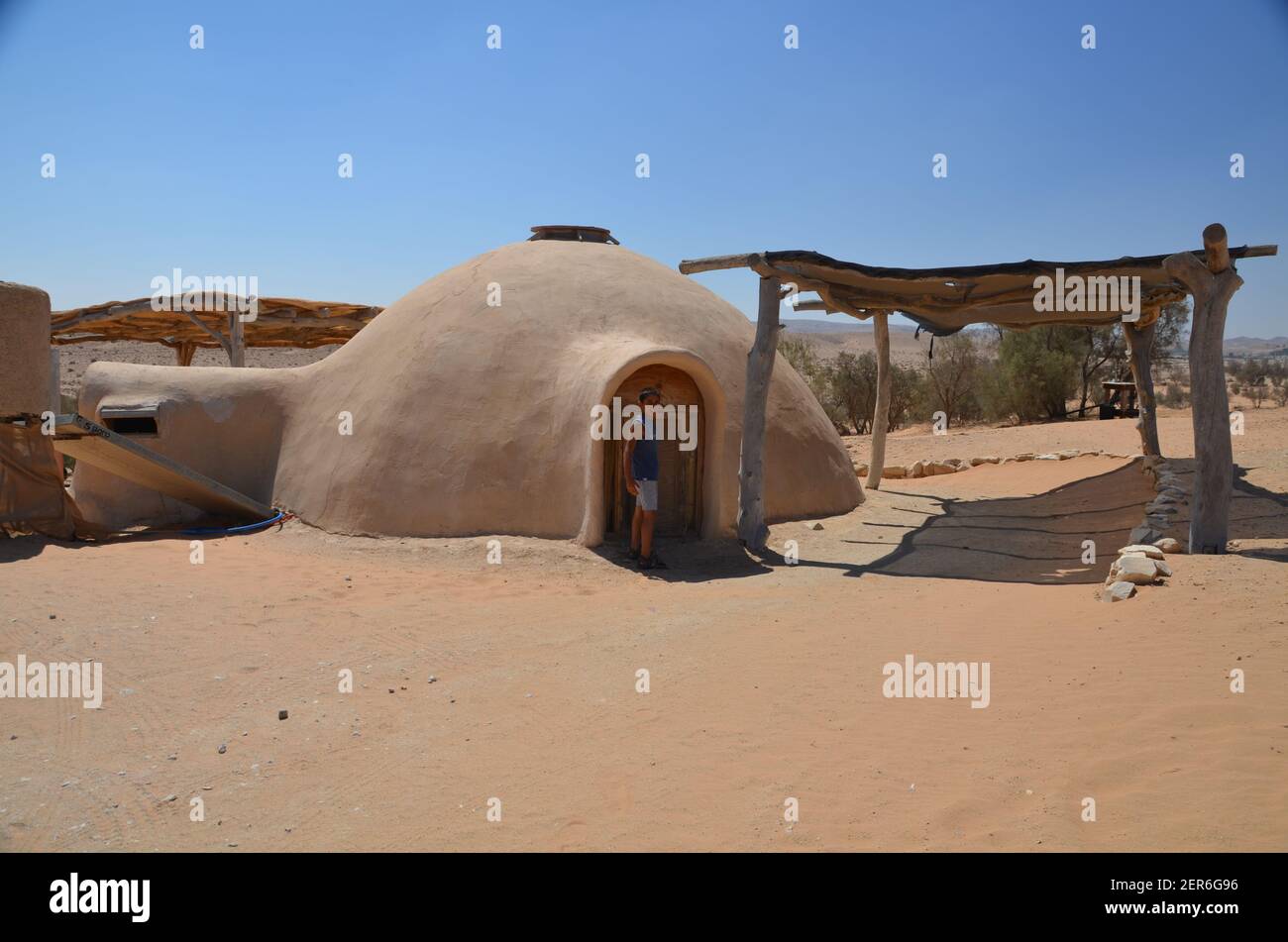 Hobbit style homes for tourists in the Negev, Israel Stock Photo