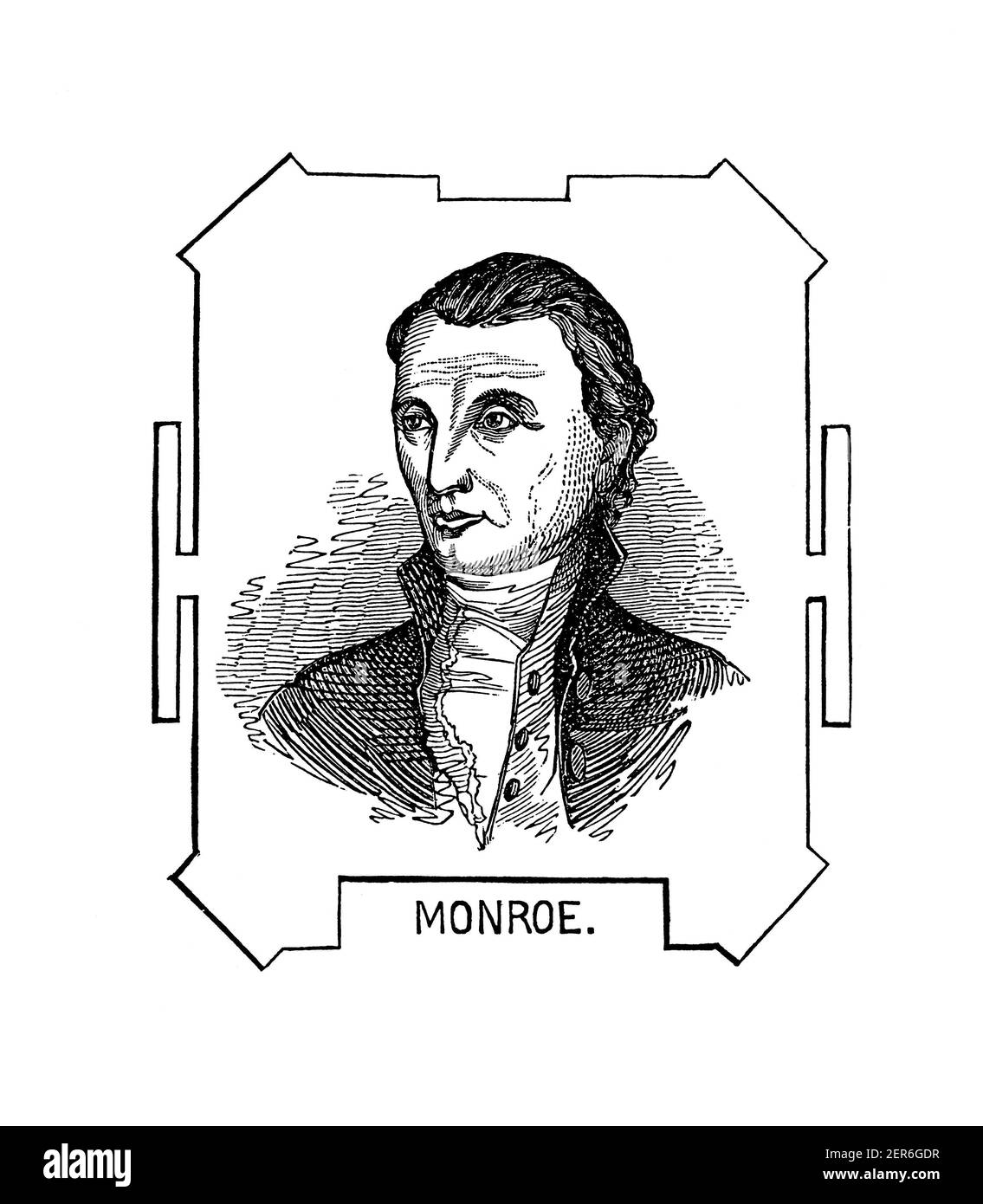 19th-century portrait of James Monroe, Founding Father and the fifth President of the United States. Illustration published in The Pictorial Life of G Stock Photo
