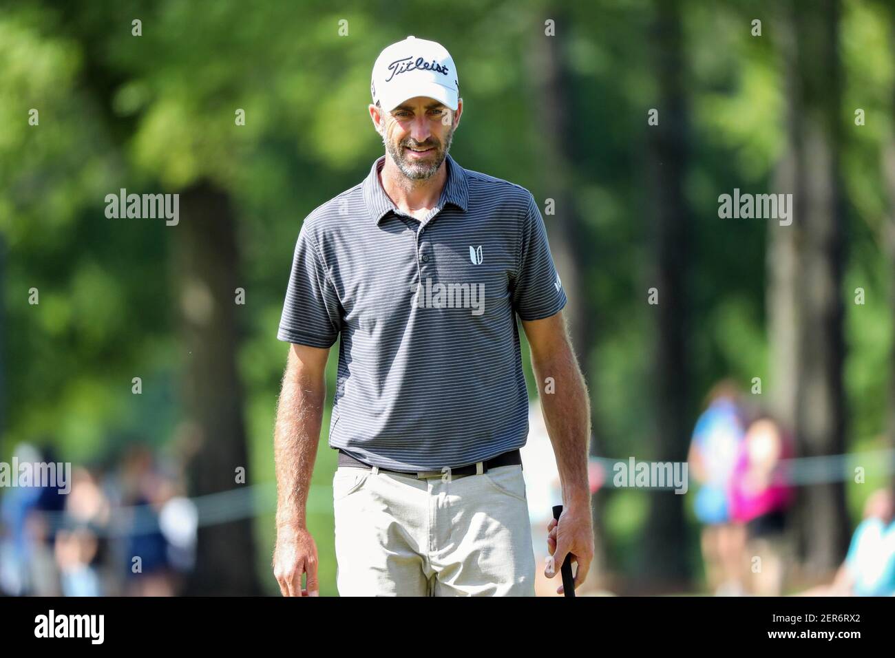 May 4, 2018; Charlotte, NC, USA; Geoff Ogilvy during the second round of the Wells Fargo Championship golf tournament at Quail Hollow Club. Mandatory Credit: Jim Dedmon-USA TODAY Sports Stock Photo