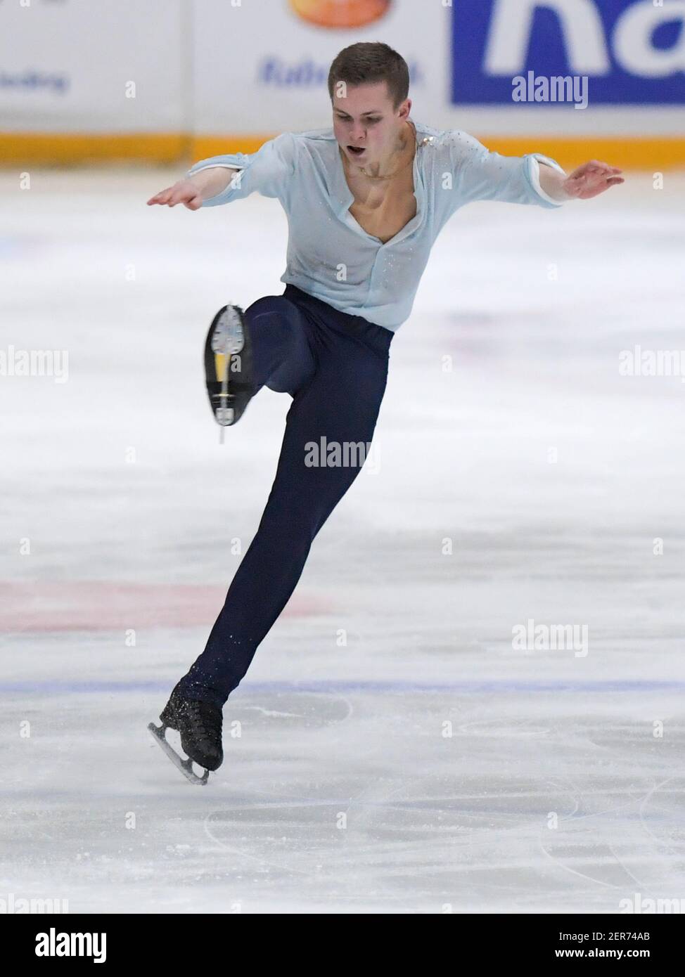 THE HAGUE, NETHERLANDS - FEBRUARY 28: Mikhall Kolyada of Russia competes in the figure skating men's free skate program on Day 4 during the Challenge Stock Photo