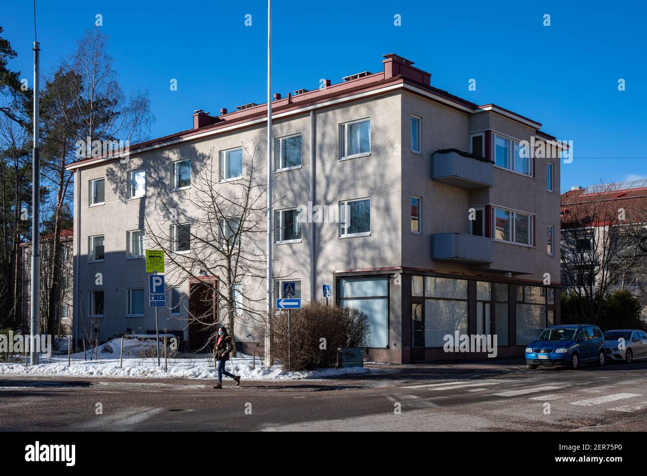 Pihlajatie 18. Residential building in Meilahti district of Helsinki, Finland. Stock Photo