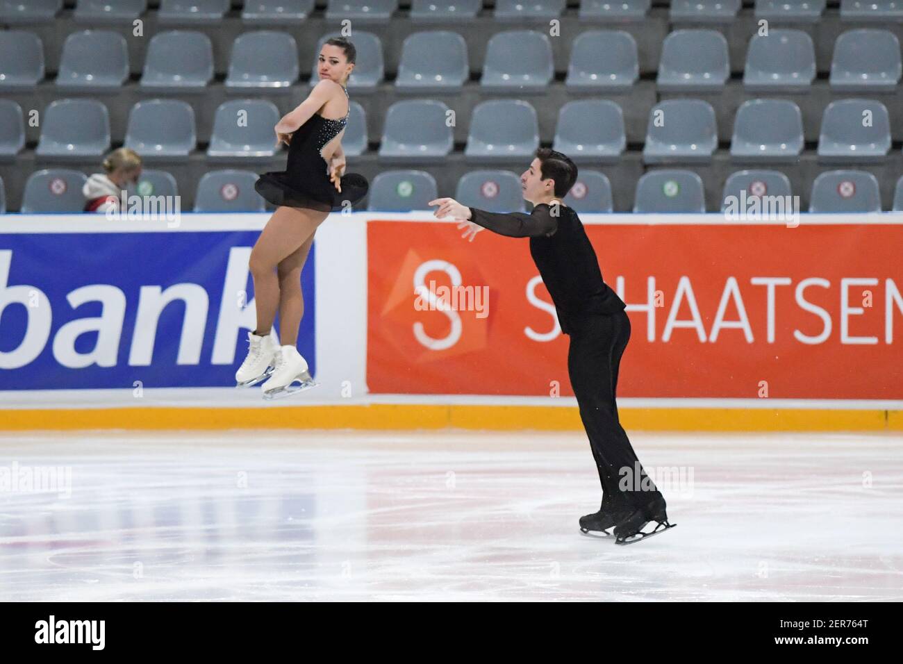 THE HAGUE, NETHERLANDS - FEBRUARY 28: Dorota Broda and Pedro Betegon of Spain compete in the figure skating pairs free skate program on Day 4 during t Stock Photo