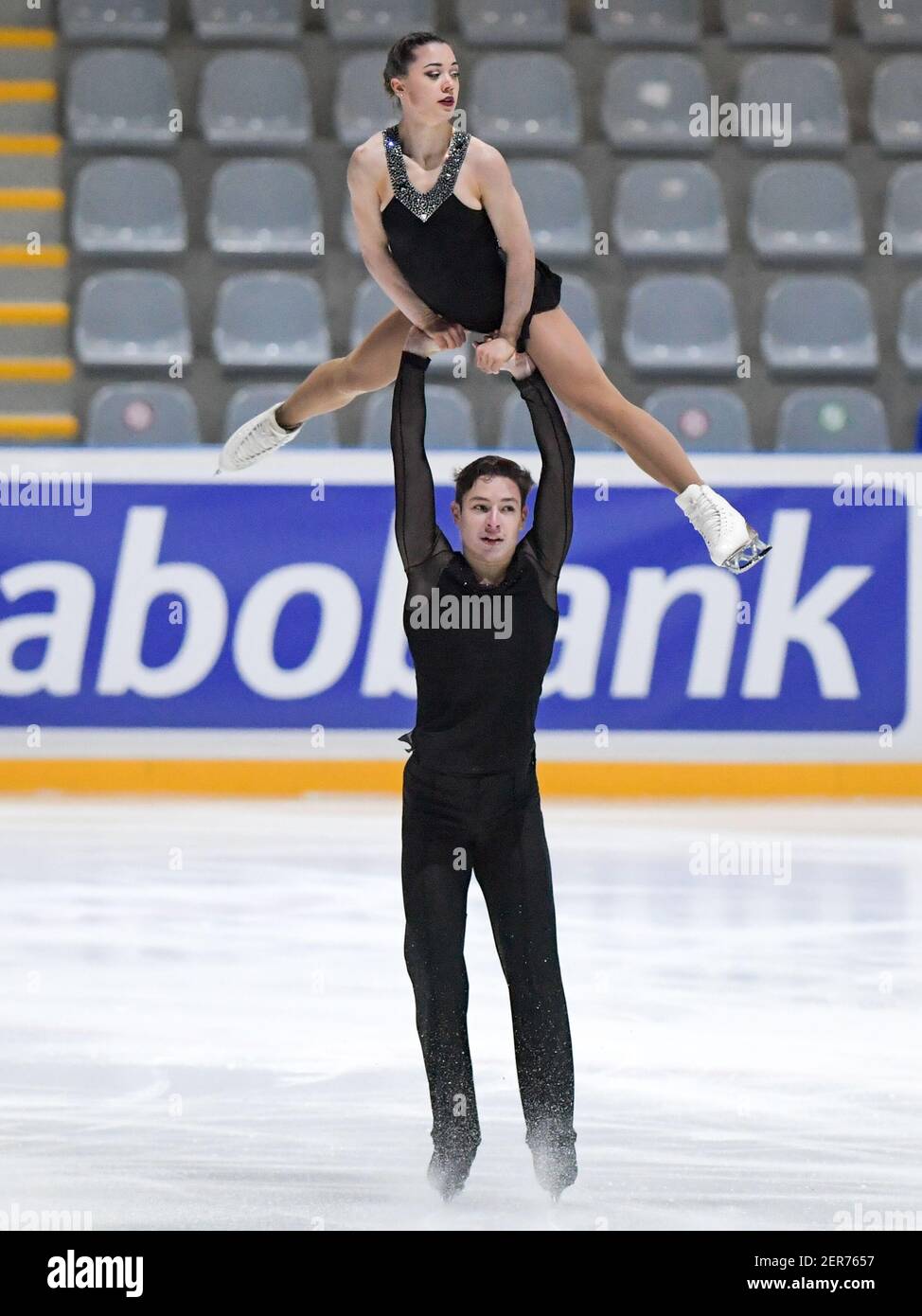 THE HAGUE, NETHERLANDS - FEBRUARY 28: Dorota Broda and Pedro Betegon of Spain compete in the figure skating pairs free skate program on Day 4 during t Stock Photo